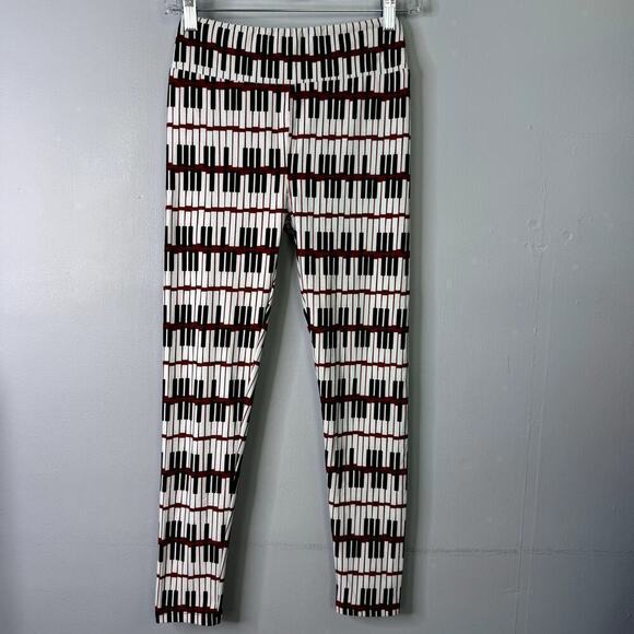 LuLaRoe Light Blue Burgundy Piano Keys Music Leggings Pants Women's One Size OS - Picture 2 of 10